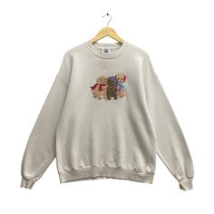 "Code : p/11 Vintage Ghoper Puppy White Dirty Sweatshirt Large Gopher Crewneck Gopher Animal Sweater Pullover Ghoper Puppy Embroidery Logo Animal Jumper Size on Tag :  L Details Measurement  Arm Pit to Arm Pit : 22\"inches Back Collar to Hem : 28\"inches Condition :  Great Vintage Condition(Used Clothing).No Holes But Have Minor Stain.Please refer pictures detail.‼️" Logo Animal, Animal Sweater, Hoodie Aesthetic, Cute Sweatshirts, Animal Logo, Used Clothing, Embroidery Logo, 로고 디자인, Comfy Outfits