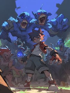 an image of a cartoon character surrounded by monsters