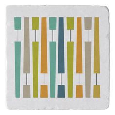 Add a pop of color to your kitchen counter with this funky exclamation points mid-century modern trivet. It features the bright and bold colors of turquoise, blue, orange, green, and tan. Patch Inspiration, Midcentury Print, Mid Century Modern Artwork, Watercolor Art Journal, Geometric Quilt, Collage Ideas, Gelli Printing, Different Art Styles