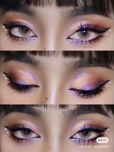 Mekap Mata, New Year's Makeup, Cute Eye Makeup, Rave Makeup, Inspiration Tattoos, Purple Makeup, Eye Makeup Designs