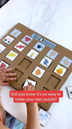 The 5 senses of the human body. Activity for kids. DIY puzzle using cardboard with… | Preschool fine motor activities, Montessori toddler activities, Sensory crafts Senses Preschool, The 5 Senses, Preschool Fine Motor Activities, Senses Activities, Diy Puzzle, The Witching Hour, Sensory Crafts, Physical Activities For Kids