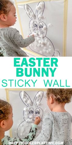 an easy easter bunny sticky wall craft for kids