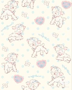 a wallpaper with teddy bears and hearts on it