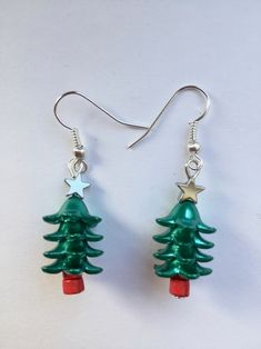 Christmas Tree Earrings Christmas Earrings Festive Earrings - Etsy Green Christmas Earrings, Christmas Stocking Gifts, Wood Disc, Cute Christmas Tree, Tree Earrings, Christmas Tree Earrings, Stocking Gifts, Fir Tree, Earrings Christmas