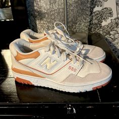 New Balance 550. Tan And Light Orange. Women’s Size 7.5. Perfect Condition. Worn A Few Times. New Balance White, Balance 550, Shoes New Balance, New Balance Shoes, Light Orange, White Cream, Cream White, New Balance, Athletic Shoes