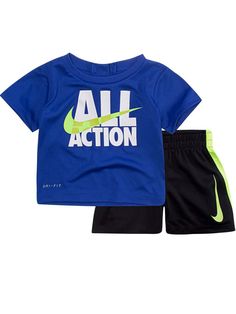 Nike Dri-fit Boys Outfit Blue All Action Shirt & Black Athletic Shorts Set This great looking "All action" Nike t-shirt & shorts set is sure to be a favorite! Boy's sizes 2 Piece Set 100% Polyester Payment We accept PayPal as our payment method. Immediate payment is required. If you have any questions about payment, please feel free to contact our customer support team. Return Policy We have a no hassle return policy If you are unhappy with your purchase, please contact us within 14 days of rece Nike Clothes Mens, Estilo Swag, Child Clothes, Mens Zip Hoodie, Black Athletic Shorts, Nike Tech Fleece, Stylish Mens Outfits, Kids Outerwear, Kids Coats