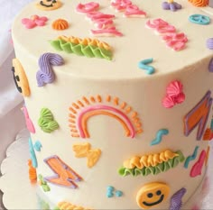 a close up of a decorated cake on a plate