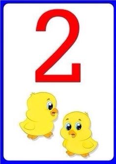 two little yellow chicks sitting next to each other in front of a sign with the number 2 on it