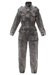 Denim Jumpsuit Black, Apocalypse Clothing, Pants Boots, Grey Jumpsuit, Most Beautiful Dresses, Jumpsuit Black, Long Torso, Norma Kamali, Denim Jumpsuit