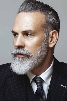 Grey Bearded Men, Silver Hair Men, Beard Images, Short Hair With Beard, Military Haircut