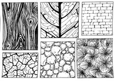 four different types of stained glass panels in black and white, each with an individual's own design