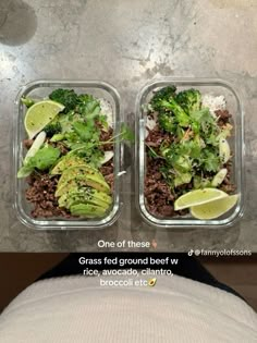 two plastic containers filled with food on top of a table