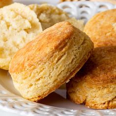 some biscuits are on a white plate