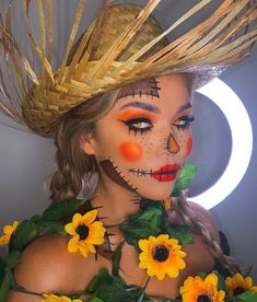 Body Blur, Scarecrow Halloween Makeup, Scarecrow Ideas, Drag Ideas, Tatti Lashes, Thanksgiving Makeup, Scarecrow Makeup, Scarecrow Face, Plouise Makeup