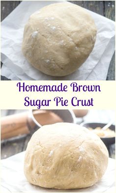 homemade brown sugar pie crust is shown in two different views, and on top of the other