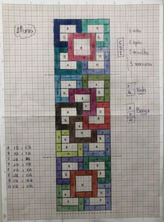 a piece of paper that has been drawn on with squares and rectangles in it