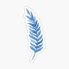 a blue leaf sticker on a white background