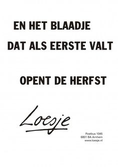 an advertisement with the words open de herfst in black ink on white paper