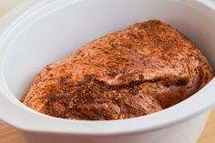 a close up of a meat in a bowl