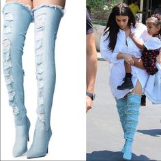 If U Bundle I Will Give Discounted Shipping Cute Distressed Light Blue Denim Sexy Thigh High Boots Super Adorable!!$125 No Trade On This Item Unless I Absolutely Need Something Not A Want A Need Thx *Stretch *Aprox 5” Stiletto *Pointy Toe *Side Zippers *Distressed Scruff Fashion Price Drop April 2023 Cash Buyers Only Trendy Spring Bottoms Over The Knee, Trendy Over-the-knee Spring Bottoms, Trendy Fitted Over-the-knee Bottoms, Fitted Over-the-knee Bottoms For Spring, Light Blue Denim, Price Drop, Thigh High Boots, Heels Shoes, Blue Jean