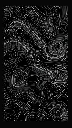 an abstract black and white pattern with wavy lines in the middle, on a black background