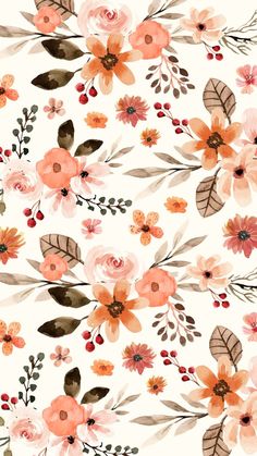 watercolor flowers and leaves on a white background