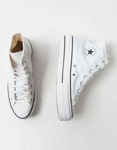 CONVERSE Chuck Taylor All Star Lift Platform Womens High Top Shoes - WHITE | Tillys Converse Shoes White High Top, White Converse Aesthetic, All White Converse, All Black High Tops, White High Top Converse, Womens High Top Shoes, College Packing, Themed Rooms, Chuck Taylor All Star Lift