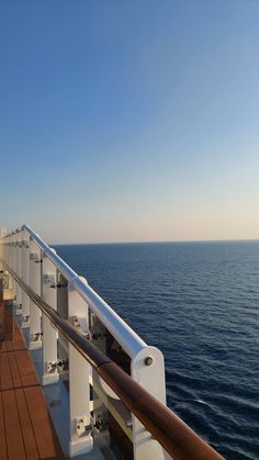 the deck of a cruise ship looking out at the ocean