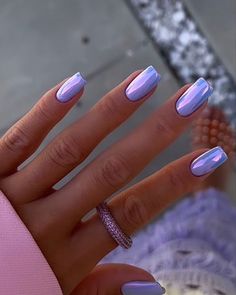 May Short Nails Ideas 2024, Matalic Nails Short, Nails For Spring 2024, Chrome Sns Nails, Bermuda Nails, Periwinkle Chrome Nails, Dip Chrome Nails, Spring Chrome Nails 2024, Sapphire Nails Design