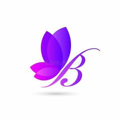 the letter b is made up of purple leaves and petals royalty illustration stock images, logo design