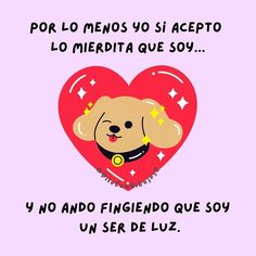 a heart with a dog on it and the words in spanish are also written below