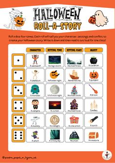 the halloween roll - a - story game is shown