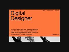 an orange book cover with black and white text that reads,'digital designer '