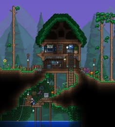 Terraria Fishing Hut, Aesthetic Terraria House, Terraria Aesthetic, Terraria Starter House, Terraria Greenhouse, Minecraft Fishing Hut, Minecraft Greenhouse Ideas, Greenhouse Minecraft, House Ideas Minecraft