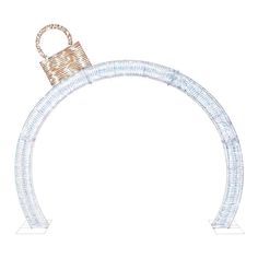 a white and gold ring with a lock on it's end, against a white background