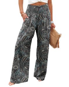 PRICES MAY VARY. Material:Womens casual high waisted long pants is made with high-quality fabric. lightweight and soft,skin-friendly,breathable to wear for Spring,Summer and Fall. Features:Elastic high waist,straight wide leg,loose fit lounge pants with pockets,beach pants for women cover up,flowy dressy pants comfy and chic. You can pair this solid/print wide leg pants with variety of tank tops, shirts, blouses, t-shirts, tunics, sandals, sneakers or heels to complete casual look that's easy to Long Lounge, High Waisted Palazzo Pants, Pants Comfy, Wide Leg Lounge Pants, Wide Leg Palazzo Pants, Summer Cardigan, Dressy Pants, Printed Wide Leg Pants, Flowy Pants