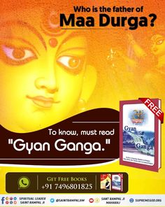 an advertisement for gyan ganga books with the caption who is the father of maa duga?