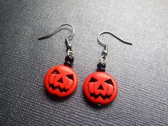 Pumpkin earrings, Halloween earrings, Jack o lanterns! Halloween earrings, spooky jewelry, Jack O lantern earring, Spooky earrings, Halloween jewelry, Pumpkin earrings, witch jewelry Get ready for the season and show your love for Halloween with these cute earrings! Ship the next business day! Spooky Red Halloween Jewelry, Spooky Handmade Halloween Earrings, Spooky Handmade Earrings For Halloween, Handmade Spooky Halloween Earrings, Handmade Halloween Costume Earrings, Red Pierced Halloween Earrings, Red Pierced Earrings For Halloween, Red Halloween Earrings, Costumes Scary