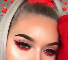 Halloween Ninja Makeup, Red Valentine’s Day Makeup, Red Valentines Day Makeup, Ninja Makeup Halloween Women, Red Valentines Makeup, Assassin Makeup, Valentine’s Day Make Up Looks Simple, Valentines Makeup Looks Simple, Anti Valentines Makeup