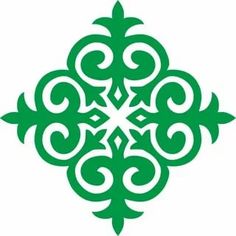 a green and white snowflake is shown in the shape of an ornament