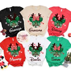 Personalized Mickey Minnie Reindeer Christmas Shirt, Disney World Disneyland Family Christmas Shirts Disney Christmas Vacation, Wednesday Halloween, Family Hoodies, Witch Princess, Bluey Halloween, Family Disney Shirts Matching, Jar Jar Binks, Disneyland Family, Personalized Christmas Shirts