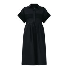 Experience effortless elegance with our 100% poplin cotton dress. Featuring contrast panels. Its loose silhouette flatters all body types. It comes with a wide belt to emphasize the waist.  Elevate your style today.  Front and back chest embroidered panel Wide sheer cuffs Shoulder tabs  Side zipper  Hidden placket Side seam pockets Wide belt Cotton 100%  Delicate wash. Do not tumble dry. Hang to dry. Iron Medium. Knit Loungewear, Cotton Shirt Dress, Stocking Fillers For Her, Holiday Party Outfit, Cotton Midi Dress, Feminine Design, Black Shirt Dress, Dress C, Independent Designers Fashion