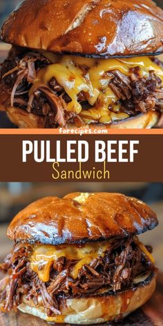 pulled beef sandwich with melted cheese on top