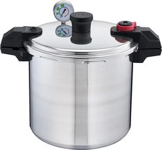 the pressure cooker has two gauges on it