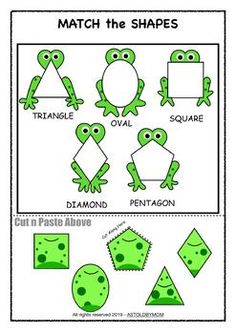 an image of frog shapes to match the shapes for each piece of art work, which includes