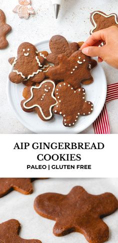 gingerbread cookies on a plate with the title above it