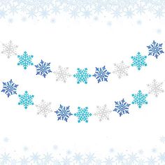 blue and white snowflakes on a white background