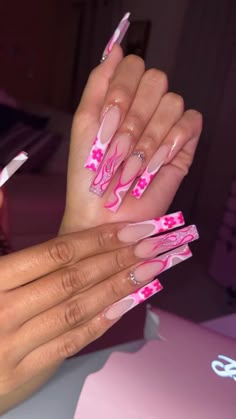 Crazy Nail Designs, Crazy Nail Art, Hot Pink Nails, Diy Acrylic Nails, Crazy Nails, Long Acrylic Nails Coffin, Acrylic Nails Coffin Pink