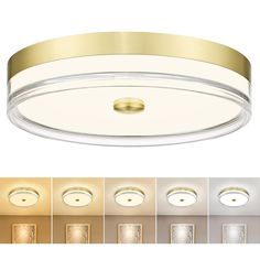 the ceiling light is shown in different colors