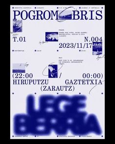 a blue and white poster with the words program bris written in russian on it